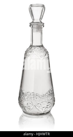 Crystal vodka decanter isolated on white Stock Photo