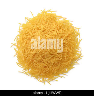 Top view of uncooked vermicelli pasta isolated on white Stock Photo