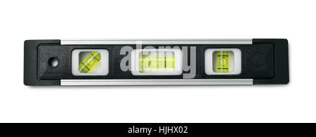 Top view of black spirit level isolated on white Stock Photo