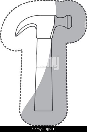contour middle shadow sticker grayscale with hammer vector illustration Stock Vector