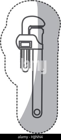 contour middle shadow sticker grayscale with pipe wrench vector illustration Stock Vector