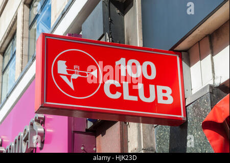sign outside the !00 club at 100 Oxford st london. Stock Photo