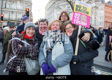 Women's march takes place in London, UK. It's part of a global protest against the  US president Donald Trump Stock Photo