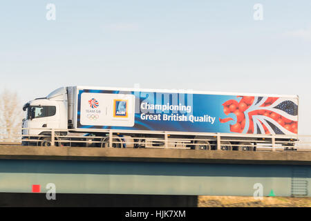 Aldi hgv lorry in Scotland, UK Stock Photo