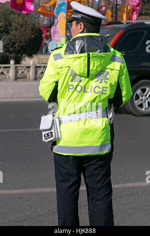 Traffic police, Yinchuan, Ningxia Province, China Stock Photo