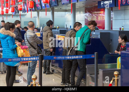 Passenger check-in at Hedong International Airport, Yinchuan, China Stock Photo