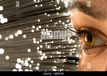 Close up of woman eye in process of scanning Stock Photo