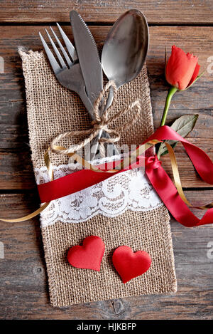 Romantic valentines table setting Stock Photo