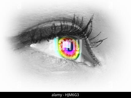 Photo of the human eye against grey background Stock Photo