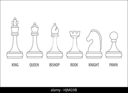 set of six chess pieces, vector illustration. Stock Vector