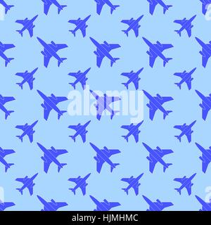 Airplane Silhouette Seamless Pattern Stock Vector