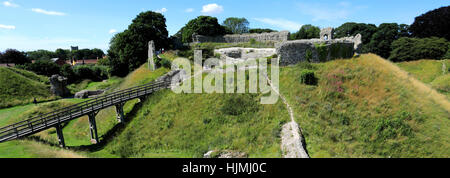 Summertime view of the ruins of Castle Acre Castle, Castle Acre village, North Norfolk, England, UK Stock Photo