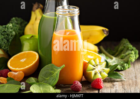 Variety of fresh vegetable and fruit juices Stock Photo