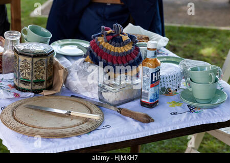 1940's Dinner Table Set up as Part of a 1940's Re-enactors Weekend in Barnard Castle. Stock Photo