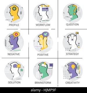 Creativity Think New Idea Brainstorm Creative Process Business Workflow Approve Icon Set Stock Vector