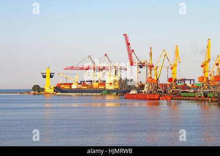Trading seaport with cranes in Odessa, Ukraine Stock Photo