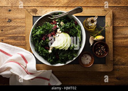 Kale salad with dried cranberry and apple Stock Photo