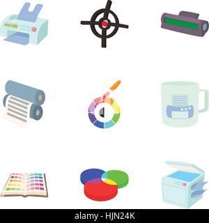 Printing services icons set. Cartoon illustration of 9 printing services vector icons for web Stock Vector