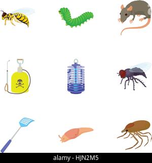 Harmful insects icons set. Cartoon illustration of 9 harmful insects vector icons for web Stock Vector