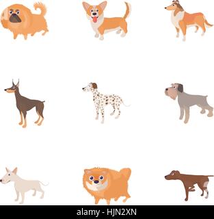 Pet dog icons set. Cartoon illustration of 9 pet dog vector icons for web Stock Vector