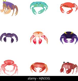 Crayfish icons set. Cartoon illustration of 9 crayfish vector icons for web Stock Vector