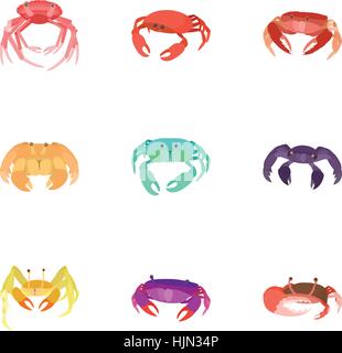 Lobster icons set. Cartoon illustration of 9 lobster vector icons for web Stock Vector