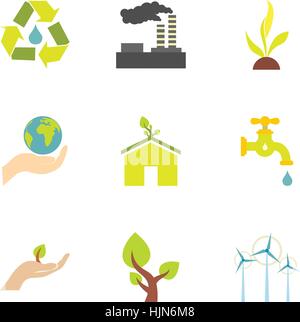 Energy icons set. Flat illustration of 9 energy vector icons for web Stock Vector