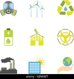 Kind of energy icons set. Flat illustration of 9 kind of energy vector icons for web Stock Vector