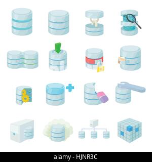 Data base icons set in cartoon style isolated on white Stock Vector