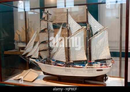 Museum of the Sea, replica of the brigantine-schooner 'Industrial' (20th century), San Cibrao-Cervo, Lugo province, Region of Galicia, Spain, Europe Stock Photo