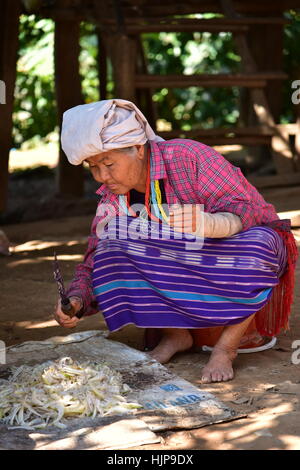 Old Thai Woman from  Hmong Village near by Chiang Mai – January 2017 Stock Photo