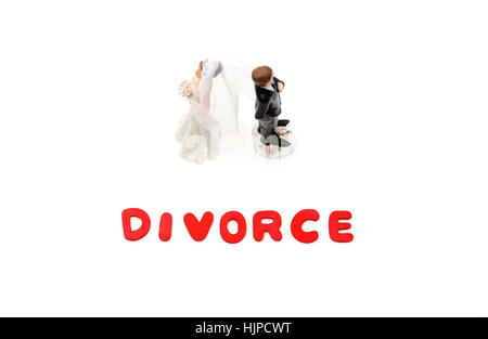 The word divorce between a separated couple Stock Photo