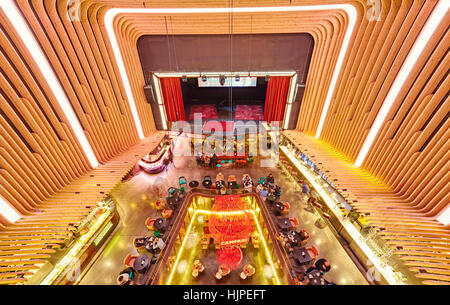 Platea Madrid, a gourmet food hall located in a former cinema on the Plaza de Colon. Madrid, Spain. Stock Photo