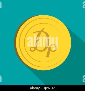 Drachma icon in flat style on green background Stock Vector