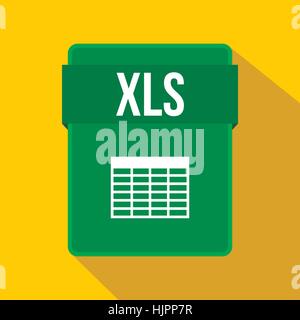 XLS file icon in flat style on a yellow background Stock Vector