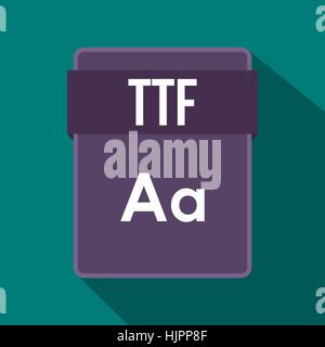TTF file icon in flat style on a blue background Stock Vector
