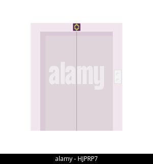 Elevator with closed door icon in cartoon style on a white background Stock Vector