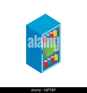 Fridge with refreshments drinks icon in isometric 3d style on a white background Stock Vector
