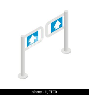 Entrance gate in supermarket icon in isometric 3d style on a white background Stock Vector