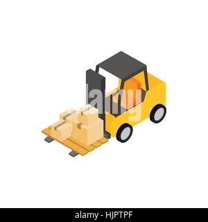 Forklift truck with boxes icon in isometric 3d style on a white background Stock Vector