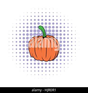 Pumpkin icon in comics style on a white background Stock Vector
