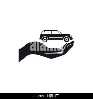 Car in hand icon in simple style on a white background Stock Vector