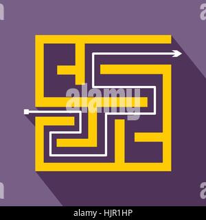 Labyrinth icon in flat style on a violet background Stock Vector