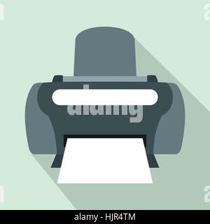 Photo printer icon in flat style on a light blue background Stock Vector