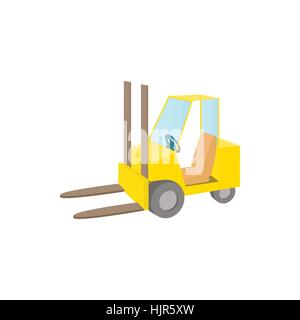 Forklift truck icon in cartoon style on a white background Stock Vector