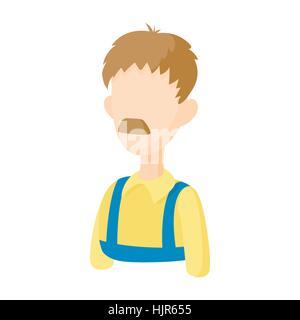 Warehouse worker icon in cartoon style on a white background Stock Vector
