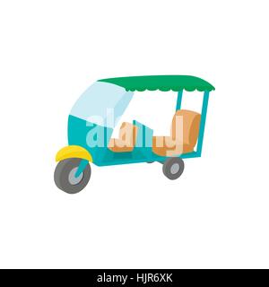 Thailand three wheel native taxi icon in cartoon style on a white background Stock Vector