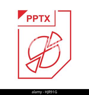 PPTX file icon in cartoon style on a white background Stock Vector