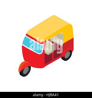 Thai taxi tuktuk icon in isometric 3d style isolated on white background Stock Vector
