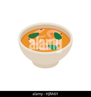 Tom yum soup icon in isometric 3d style isolated on white background Stock Vector
